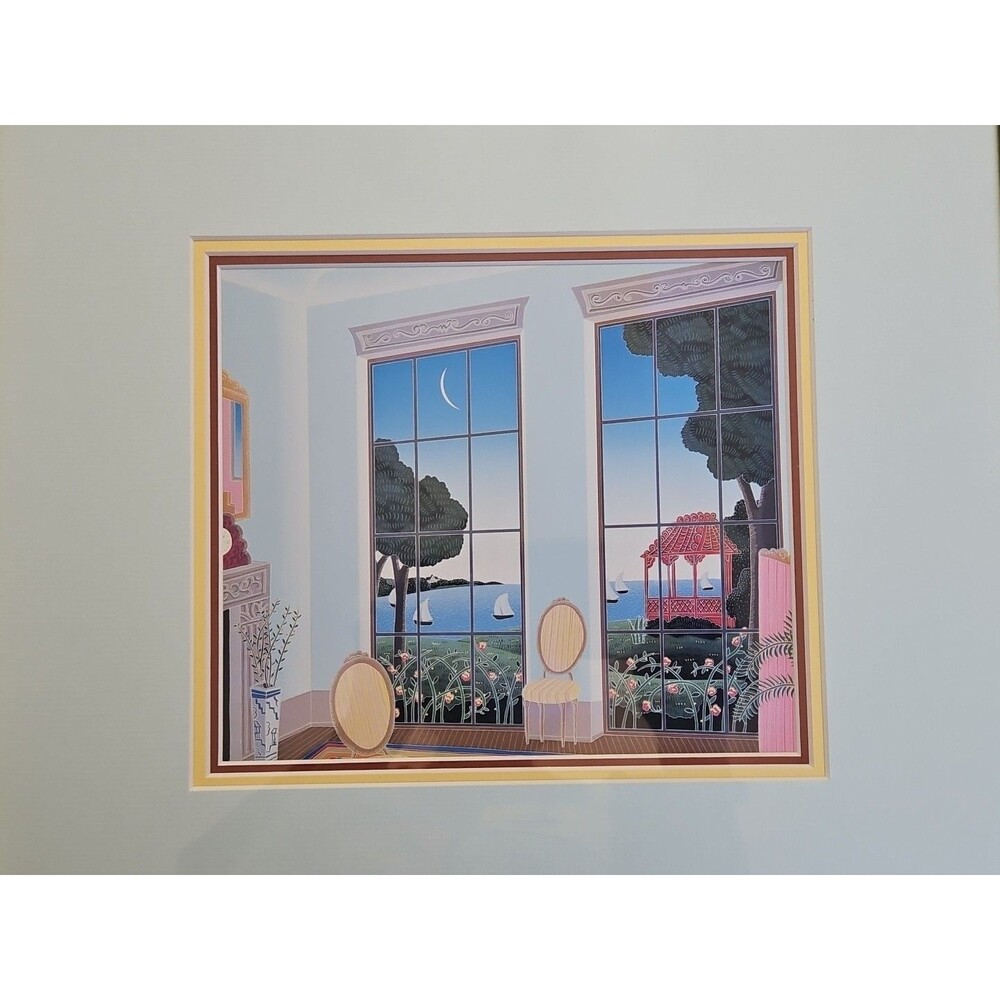 Thomas McKnight Chinese Gazebo Serigraph Beautifully Framed & Matted 14" X 13" - Picture 2 of 11